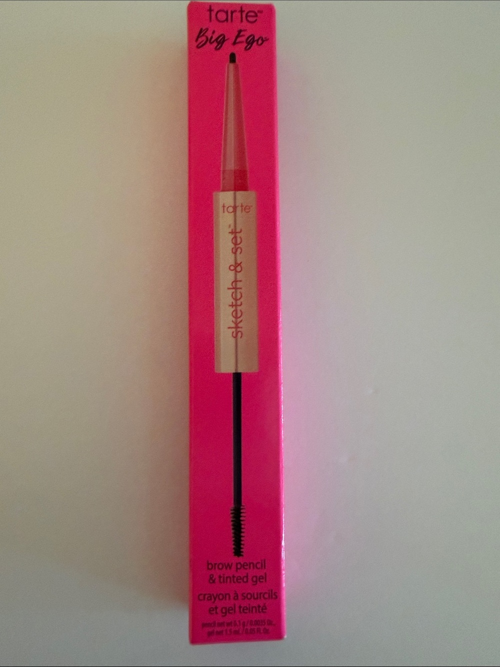 tarte Big Ego Sketch & Set Brow Pencil & Tinted Gel — hot pink packaging